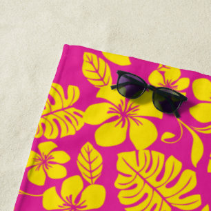 SERVIETTE DE PLAGE BIKINI ROSE (ROSE CHAUDE/JAUNE)