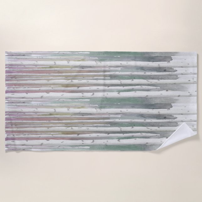 Serviette De Plage Biophilic handpainted muted birch watercolor wood (Devant)