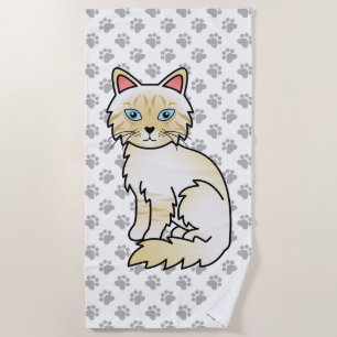 Serviette De Plage Birman / Ragdoll tabby crème Point Chats & Pattes