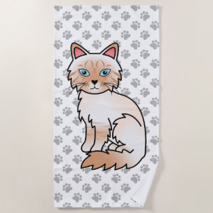 Serviette De Plage Birman / Ragdoll tigré pointe rouge Chat & Pattes 