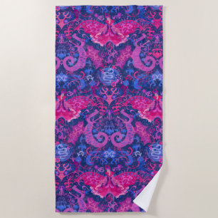 Serviette De Plage Bisexual Dragon Damask - Bi Pride Drapeau Couleurs