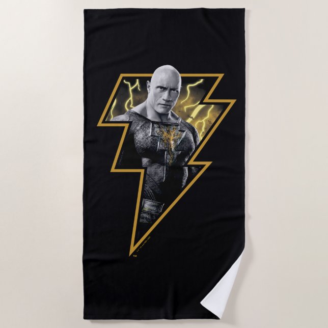 Serviette De Plage Black Adam Grey et Gold Lightning Graphic (Devant)