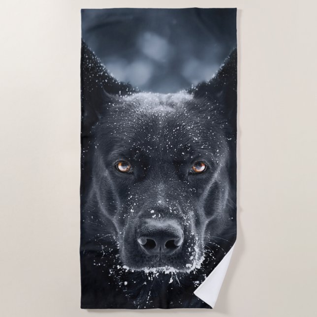 Serviette De Plage Black German Shepherd (Devant)