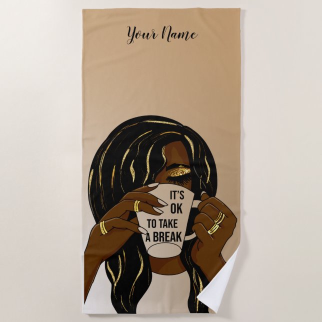 Serviette De Plage Black Girl Afro Américaine Femme InspirationnelleC (Devant)
