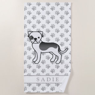 Serviette De Plage Black Piebald Bouledogue Américain Chien Mignon &