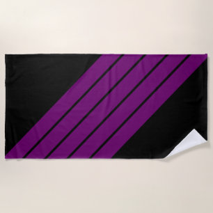 Serviette De Plage Black Purple Striped les années 70 80s Retro Racin