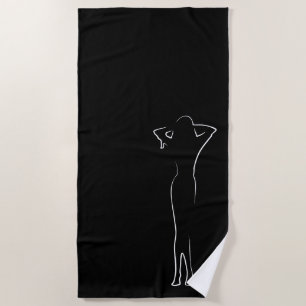 Serviette De Plage Blanc tendance naturel derrière Silhouette Girl