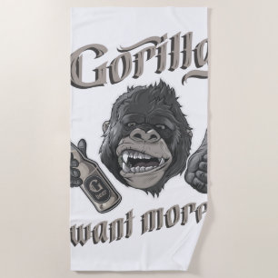 Serviette de plage blanche de la bière de Gorilla