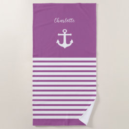 Serviette De Plage Blancs Nautique Personnalisée Fille