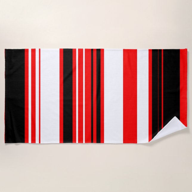 Serviette De Plage Blancs rouges et noirs (Devant)