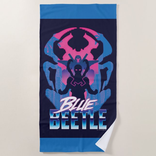 Serviette De Plage Bleu Beetle Rétrowave contre graphique (Devant)