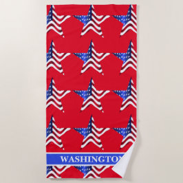 Serviette de plage bleu blanc étoile