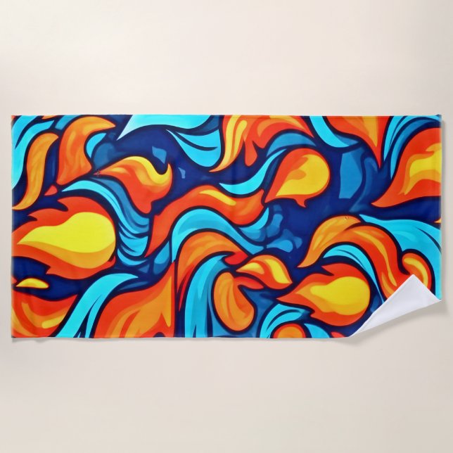 Serviette De Plage Bleu brillant Abstrait (Devant)