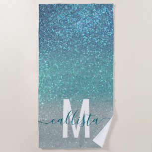 Serviette De Plage Bleu clair Turquoise Parties scintillant brillante