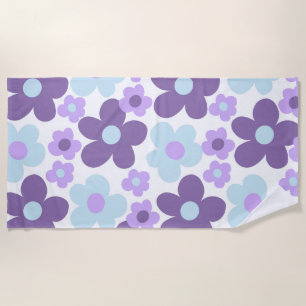 Serviette De Plage Bleu de lavande pourpre Daisis rétro Rêve #1 #rétr