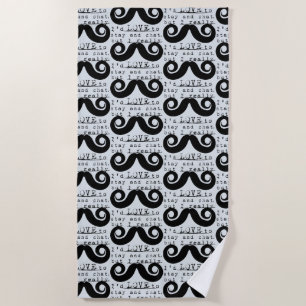 Serviette De Plage Bleu Gris Noir Drôle Humour Je Moustache