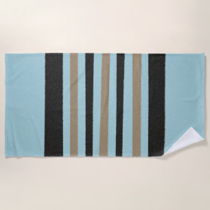 Serviette De Plage Bleu jaune noir rayures