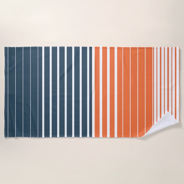 Serviette De Plage Bleu orange de la Marine Nautique (Devant)