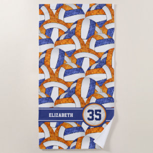 Serviette De Plage bleu orange volleyballs motif équipe couleurs fill