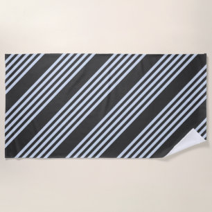 Serviette De Plage Bleu pâle et charbon de bois cinq bandes motif