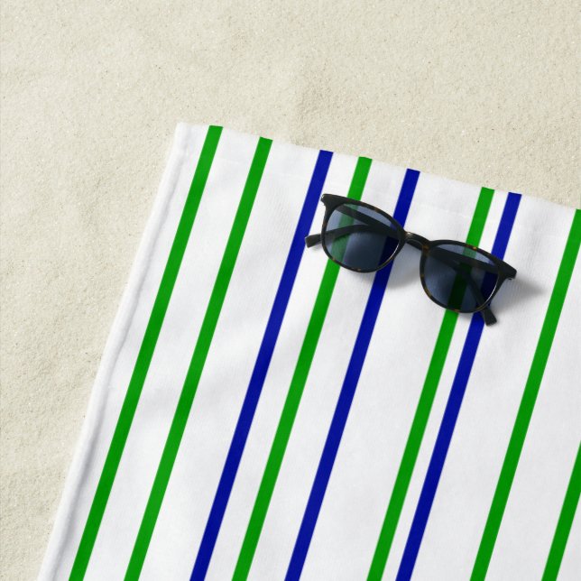 Serviette De Plage Bleu vert violet rayures motif moderne t (En situation)