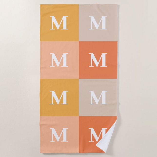 Serviette De Plage Bloc monogram geometric color (Devant)