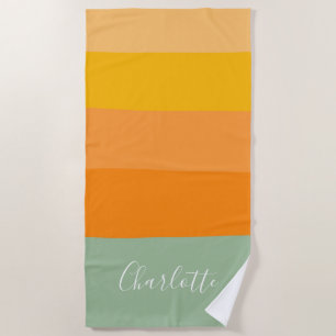 Serviette De Plage Blocs couleur Abstraits Orange Personnalisé