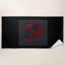Blood Moonlit Night Beach Towel