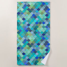 Serviette De Plage Blue Aqua Moroccan Mosaic Pattern