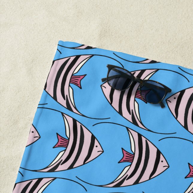 Serviette De Plage Blue Fish enfants motif (En situation)