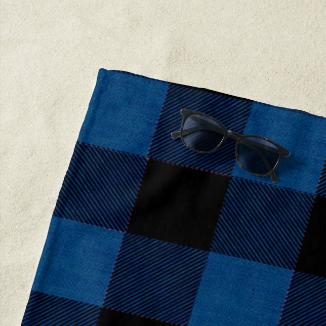 Serviette De Plage Blue Lumberjack Plaid (En situation)