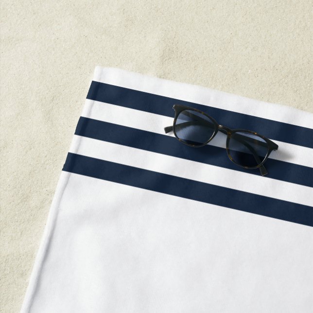 Serviette De Plage Blue Navy Ancre nautique yacht club voile (En situation)