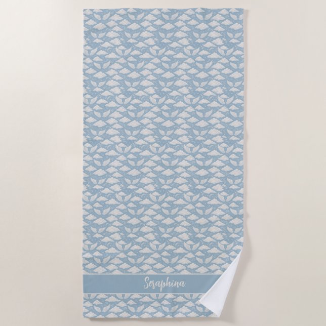 Serviette De Plage Blue Sky White Angel Wings and Heavenly Clouds (Devant)