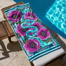 Blue Water Snake & Pink Flowers Pool Personnalisé