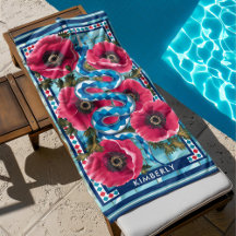 Blue Water Snake & Pink Flowers Pool Personnalisé