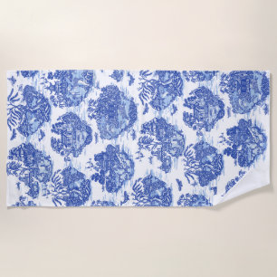 Serviette De Plage Blue Willow Animal Rabbit Renard Renard Oiseau Toi