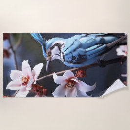Serviette De Plage Bluejay et Fleurs