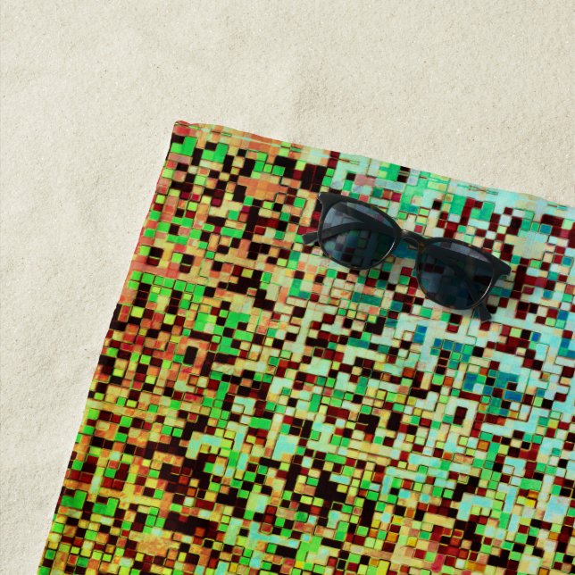 Serviette De Plage Blurred green and small squares or tiles (En situation)