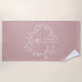 Serviette De Plage Blush Dusty rose moderne Script Girl Monogramme No