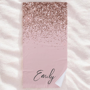 Serviette De Plage Blush Rose Gold Fard à Paupières Pailleur Monogram
