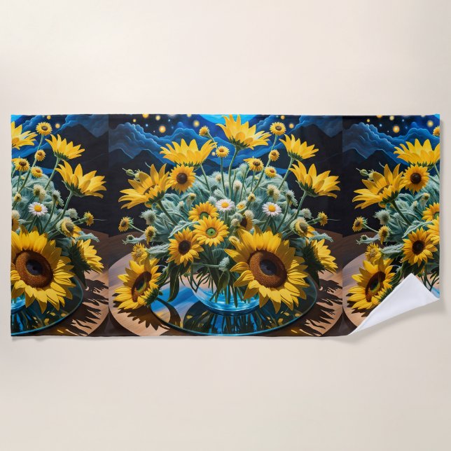 Serviette De Plage Bodegón Flores y Noche 1 - 001 (Devant)