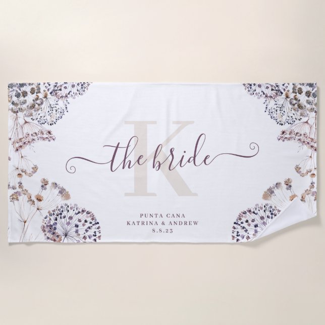 Serviette de plage bohème pour la mariée (Devant)