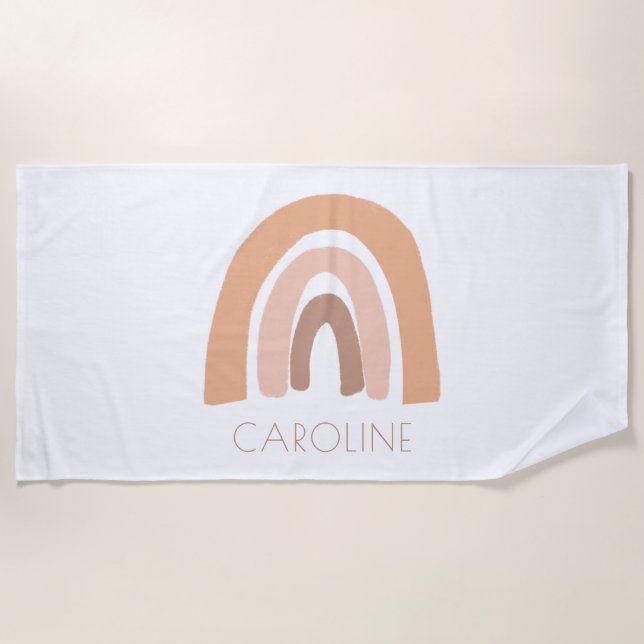 Serviette De Plage Boho Rainbow Pink Pastel Enfants (Devant)