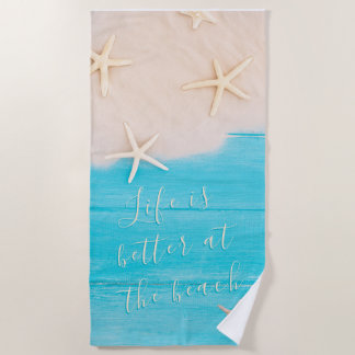 Serviette De Plage Bois turquoise personnalisé avec Starfish Été