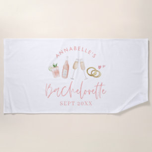 Serviette De Plage Boissons modernes girly rose week-end enterrement 