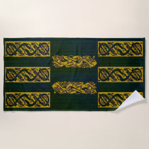 Serviette De Plage Boîtes de dragon de noeud celtique doré