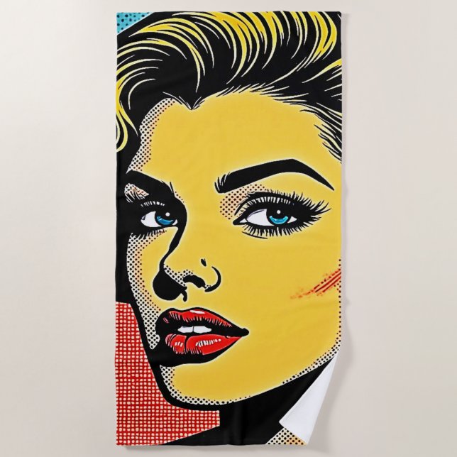 Serviette De Plage Bold Pop Art Woman Defined (Devant)