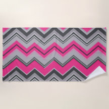 Serviette de plage Bold Rose et Grey Chevron
