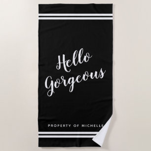 Serviette De Plage Bonjour coutume noire et blanche fascinante
