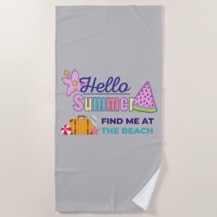 Serviette De Plage Bonjour Été Trouvez-Moi À La Plage